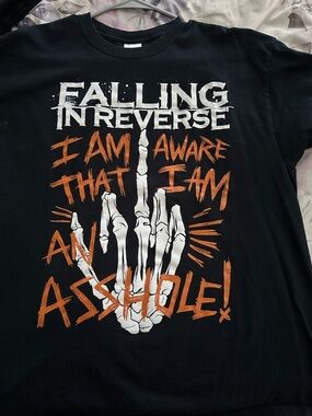 Falling In Reverse Graphic Band Tee - Black with Orange & White Print
